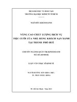 (Luận văn thạc sĩ) nâng cao chất lượng dịch vụ tiệc cưới của nhà hàng khách sạn xanh tại thành phố huế  