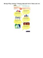 Tải Bài tập Tiếng Anh lớp 7 Chương trình mới Unit 4: Music and Arts - Bài tập Tiếng Anh 7 Thí điểm Unit 4