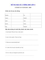 Tải Đề thi cuối học kì 2 lớp 4 môn tiếng Anh năm 2019 - 2020 số 4 - Đề thi tiếng Anh lớp 4 học kỳ 2 có đáp án