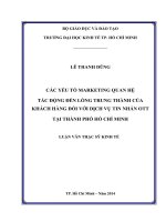(Luận văn thạc sĩ) các yếu tố marketing quan hệ tác động đến lòng trung thành của khách hàng đối với dịch vụ tinh nhắn OTT tại TP  HCM 