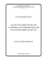 (Luận văn thạc sĩ) các yếu tố tác động lên quy mô và tính độc lập của hội đồng quản trị ở các doanh nghiệp tại việt nam  