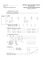 Tải Đề kiểm tra chất lượng kì I môn Toán lớp 1 năm học 2012 - 2013 - Đề kiểm tra học kì I môn Toán lớp 1