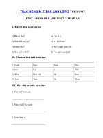 Tải Trắc nghiệm tiếng Anh lớp 3 Unit 4 How old are you? - Bài tập Unit 4 lớp 3 How old are you? có đáp án