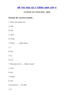 Tải Đề thi tiếng Anh lớp 4 học kỳ 2 năm 2019 - 2020 số 5 - Đề thi học kì 2 môn tiếng Anh lớp 4 có đáp án
