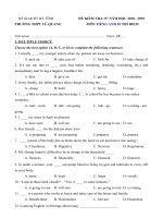 Tải Đề kiểm tra 15 phút lớp 10 môn tiếng Anh (1) - Đề kiểm tra 15 phút môn tiếng Anh lớp 10 trường THPT Vũ Quang, Hà Tĩnh năm học 2018-2019