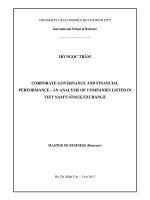 (Luận văn thạc sĩ) corporate governance and financial performance   an analysis of companies listed in viet nams stock exchange  