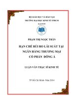 (Luận văn thạc sĩ) hạn chế rủi ro lãi suất tại ngân hàng TMCP đông á  