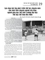 Lựa chọn bài tập phát triển thể lực chuyên môn cho sinh viên chuyên ngành cầu lông ngành giáo dục thể chất trường Đại học Thể dục thể thao Bắc Ninh