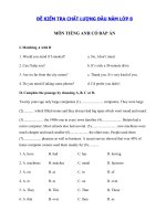 Tải Đề khảo sát đầu năm lớp 8 môn tiếng Anh năm 2020 - 2021 - Đề thi khảo sát chất lượng đầu năm lớp 8 môn tiếng Anh có đáp án