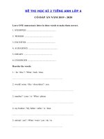 Tải Đề thi học kì 2 lớp 4 môn tiếng Anh năm 2019 - 2020 số 2 - Đề tiếng Anh lớp 4 học kỳ 2 có đáp án