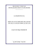 (Luận văn thạc sĩ) những yếu tố tác động đến việc nắm giữ tiền mặt của doanh nghiệp tại việt nam 