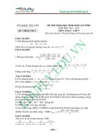 Đề thi và đáp án môn toán học sinh giỏi lớp 9 tỉnh Phú Thọ năm học 2013