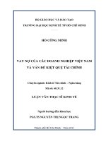 (Luận văn thạc sĩ) vay nợ của các doanh nghiệp việt nam và vấn đề kiệt quệ tài chính 