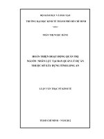 (Luận văn thạc sĩ) hoàn thiện hoạt động quản trị nguồn nhân lực tại ban quản lý dự án thuộc sở xây dựng tỉnh long an  