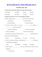 Tải Đề thi Tiếng Anh lớp 10 học kì 2 chương trình mới trường THPT Vạn Xuân - Đề thi học kì 2 lớp 10 môn Tiếng Anh