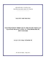 (Luận văn thạc sĩ) giải pháp hoàn thiện quản trị nguồn nhân lực tại sở kế hoạch đầu tư tỉnh bình phước đến năm 2020  