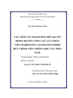 (Luận văn thạc sĩ) các nhân tố ảnh hưởng đến quyết định chuyển công tác của nhân viên marketing tại doanh nghiệp bưu chính viễn thông khu vực phía nam  