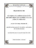 (Luận văn thạc sĩ) tác động của chính sách cổ tức đến biến động giá cổ phiếu của các công ty niêm yết 