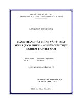 (Luận văn thạc sĩ) căng thẳng tài chính và tỷ suất sinh lợi cổ phiếu   nghiên cứu thực nghiệm tại việt nam  