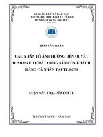 (Luận văn thạc sĩ) các nhân tố ảnh hưởng đến quyết định đầu tư bất động sản của khách hàng cá nhân tại TP  HCM 