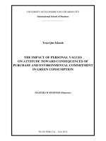 (Luận văn thạc sĩ) the impact of personal values on attitude toward consequences of purchase and environmental commitment in green consumption 