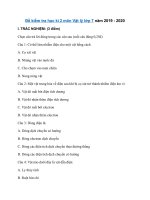 Tải Đề kiểm tra học kì 2 môn Vật lý 7 có đáp án năm 2019 - 2020 - Đề thi cuối học kì 2 lớp 7 môn Vật lý có đáp án