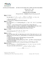 Đề thi kỳ thi tuyển sinh vào lớp 10 năm 2014 - Tỉnh Thái Bình