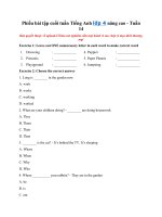 Tải Phiếu bài tập cuối tuần Tiếng Anh lớp 4 nâng cao - Tuần 14 - Bài tập cuối tuần 14 Tiếng Anh lớp 4 có đáp án