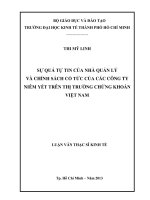 (Luận văn thạc sĩ) sự quá tự tin của nhà quản lý và chính sách cổ tức của các công ty niêm yết trên thị trường chứng khoán việt nam 