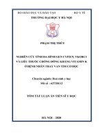 Nghiên cứu tính đa hình gen CYP2C9, VKORC1 và liều thuốc chống đông kháng vitamin k ở bệnh nhân thay van tim cơ học TT 