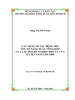(Luận văn thạc sĩ) các nhân tố tác động đến yếu tố năng suất tổng hợp của các doanh nghiệp nhỏ và vừa ở việt nam 2008 