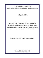 Quản lý hoạt động giáo dục đạo đức cho học sinh tại các trường tiểu học quận bình thạnh, thành phố hồ chí minh  