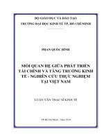(Luận văn thạc sĩ) mối quan hệ giữa phát triển tài chính và tăng trưởng kinh tế   nghiên cứu thực nghiệm tại việt nam 