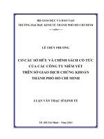 (Luận văn thạc sĩ) cơ cấu sở hữu và chính sách cổ tức của các công ty niêm yết trên sở giao dịch chứng khoán thành phố hồ chí minh  
