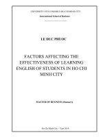 (Luận văn thạc sĩ) factors affecting the effectibeness of learning eng lish of students in ho chi minh city 