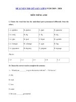 Tải Đề thi thử giữa học kì 1 lớp 8 môn tiếng Anh năm 2019 - 2020 - Đề kiểm tra tiếng Anh 8 mới có đáp án