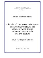 (Luận văn thạc sĩ) các yếu tố ảnh hưởng đến sự hài lòng của khách hàng khi mua sắm tại hệ thống cửa hàng vissan trên địa bàn TP HCM 