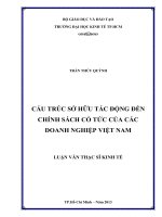 (Luận văn thạc sĩ) cấu trúc sở hữu tác động đến chính sách cổ tức của các doanh nghiệp việt nam 