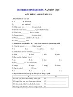 Tải Đề thi học sinh giỏi tiếng Anh lớp 3 năm 2019 - 2020 số 4 - Đề kiểm tra tiếng Anh lớp 3 có đáp án