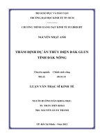 (Luận văn thạc sĩ) thẩm định dự án thủy điện đắk glun tỉnh đắk nông 