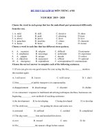 Tải Đề ôn thi vào lớp 10 chuyên Tiếng Anh năm học 2019 - 2020 số 4 - Luyện thi vào lớp 10 khối chuyên môn Tiếng Anh có đáp án