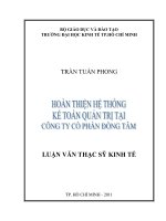 (Luận văn thạc sĩ) hoàn thiện hệ thống kế toán quản trị tại công ty cổ phần đồng tâm 