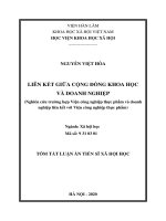 Liên kết giữa cộng đồng khoa học và doanh nghiệp (nghiên cứu trường hợp viện công nghiệp thực phẩm và doanh nghiệp liên kết với viện công nghiệp thực phẩm)  tt 