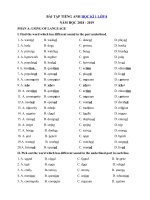 Tải Bài tập Tiếng Anh lớp 8 chương trình mới học kì 1 năm học 2018 - 2019 - Đề kiểm tra Tiếng Anh lớp 8 học kì 1