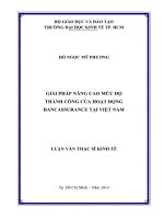 (Luận văn thạc sĩ) giải pháp nâng cao mức độ thành công của hoạt động bancassurance tại việt nam 