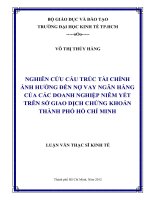 (Luận văn thạc sĩ) nghiên cứu cấu trúc tài chính ảnh hưởng đến nợ vay ngân hàng của các doanh nghiệp niêm yết trên sở giao dịch chứng khoán thành phố hồ chí minh 