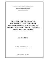 (Luận văn thạc sĩ) impact of corporate social responsibility and corporate reputation on consumer attitude toward food products and consumer behavioral intention 
