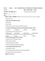 Tải Đề thi học kì 1 lớp 4 môn Khoa học trường Tiểu học Thiện Kế A, Vĩnh Phúc năm học 2020 - 2021 - Đề kiểm tra cuối học kì 1 lớp 4 môn Khoa học có đáp án