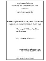 (Luận văn thạc sĩ) mối liên hệ giữa đầu tư trực tiếp nước ngoài và hoạt động xuất nhập khẩu ở việt nam 