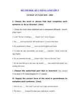 Tải Đề thi tiếng Anh lớp 9 học kì 2 sở GD&ĐT Đà Nẵng năm 2019 - 2020 - Đề thi học kì 2 lớp 9 môn tiếng Anh có đáp án